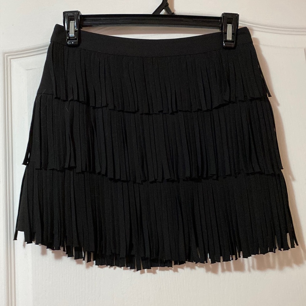 Black fringe forever 21 mini skirt